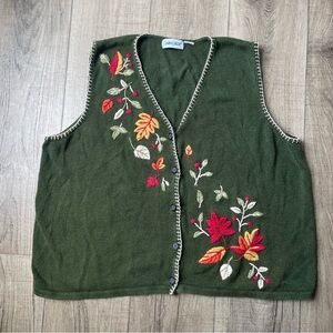 Vintage Cabin Creek Fall Leaves Knit Sweater Vest